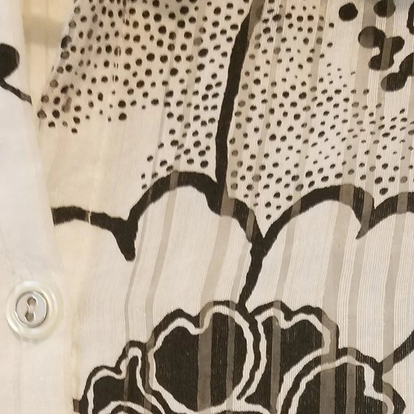 Vintage Hawaiian Shirt Womens Blouse LG Black & White Tunic J.H. Collectibles - Picture 4 of 10